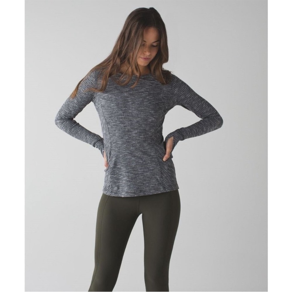 Lululemon Kanto Catch Me Top in Grey Herringbone size 6